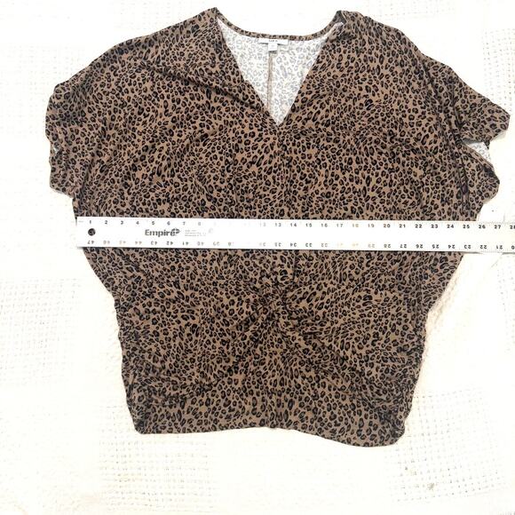 Bar III 3X cheetah print v neck twist front knot cap sleeve top TB 3017 - Picture 4 of 9
